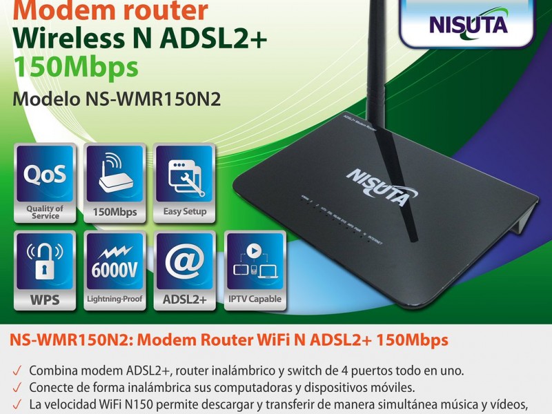 MODEM ROUTER NISUTA 150Mbps WIRELESS N ADSL2