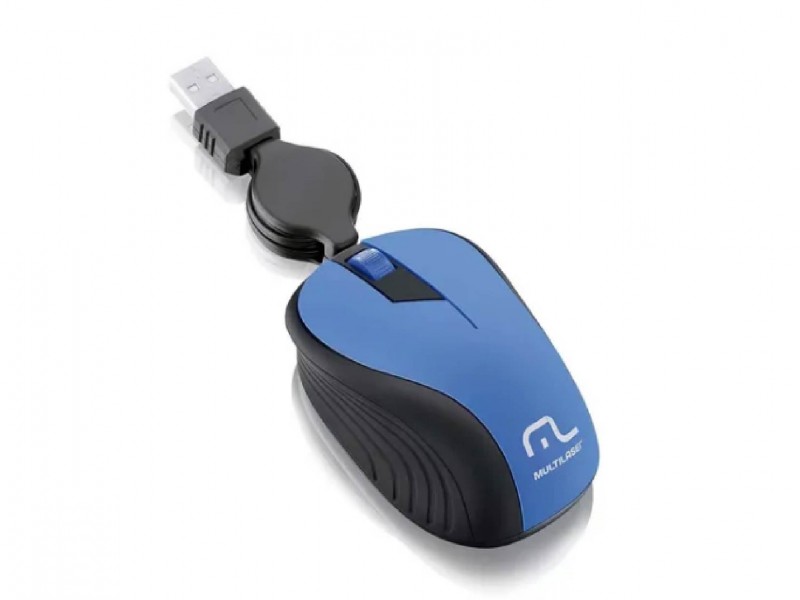 Mouse retractil multilaser azul MO235