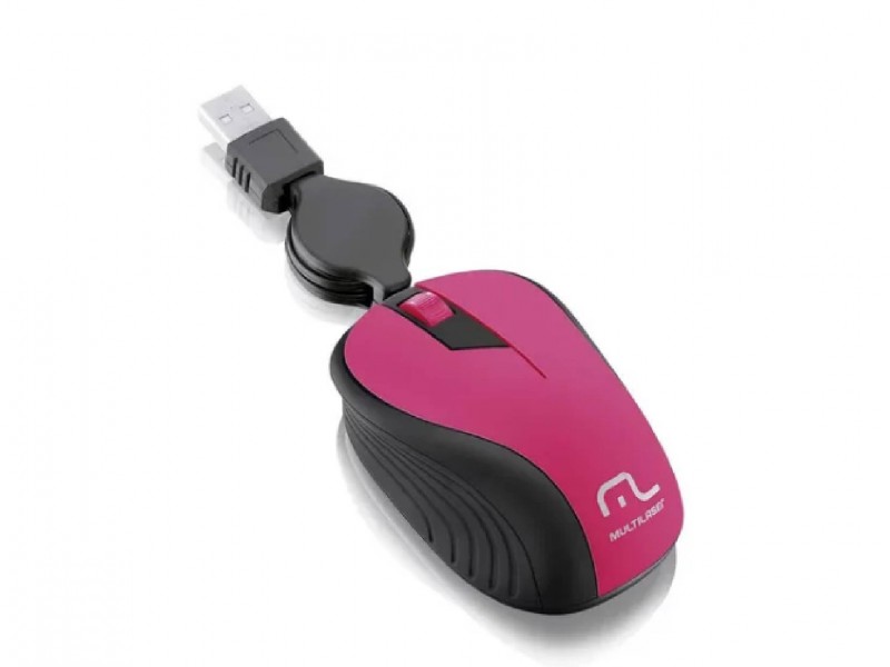 Mouse retractil multilaser rosa MO233
