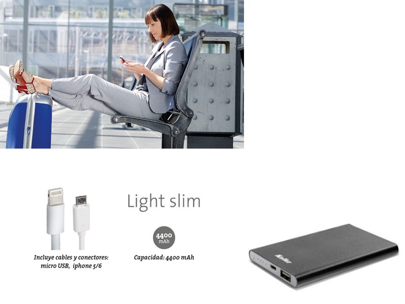 CARGADOR PORTÁTIL LIGHT SLIM 4400MAH KCP-084 NEGRO
