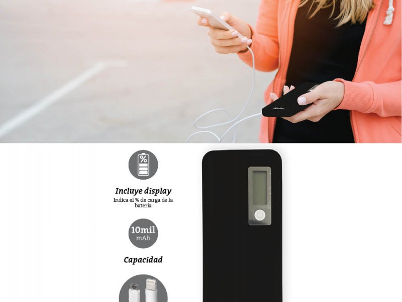 CARGADOR PORTÁTIL 10.000MAH KCP-034 NEGRO